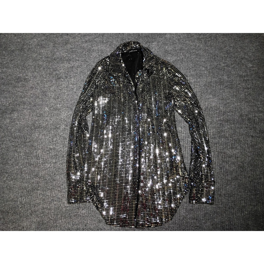Good Time USA Women's Sequin Disco Open Cardigan New Years Made In USA Size S